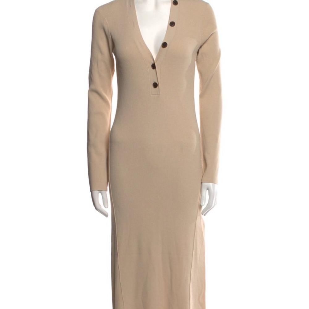 FRAME Rib-Knit Henley Dress